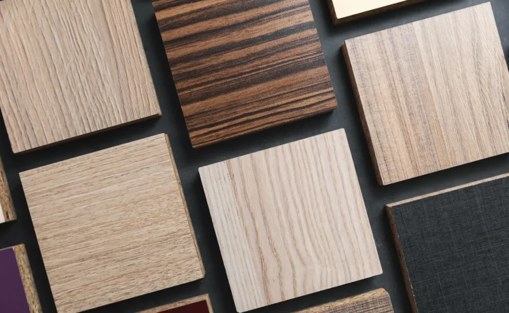 laminate material samples on dark black background